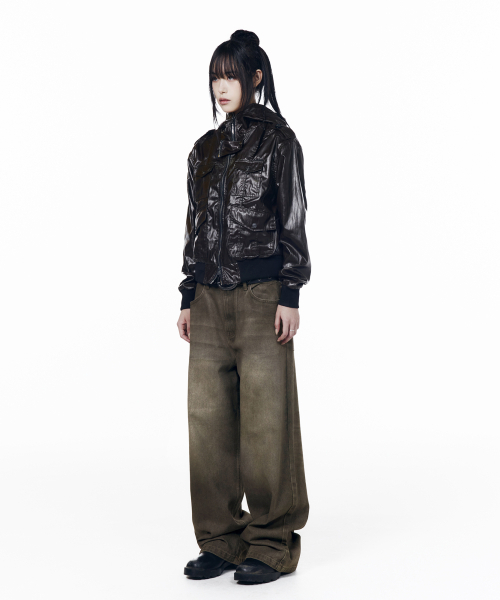AAKAM(アーカム)の「Dirty Waxed Denim Pants (Black)(デニムパンツ・レディース・その他・1/0/2)」の6枚目の写真
