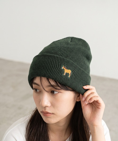 FUNALIVE(ファンアライブ)の「2WAY アニマル刺繍ワッチ(ニットキャップ/ビーニー・メンズ・ベージュ/カーキオリーブ/アイボリー・FREE)」の3枚目の写真
