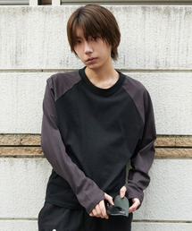 CHOR フィンガーホール配色ラグランTシャツ [ブラック]