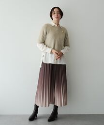 グラデーションラインプリーツスカート