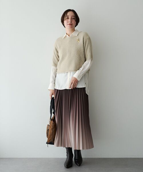YECCA VECCA(イェッカヴェッカ)の「グラデーションラインプリーツスカート(スカート・レディース・ブラウン/チェック/テラコッタ・FREE)」の4枚目の写真