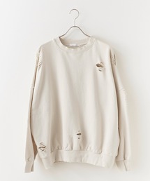 Damage processing Crew neck sweatshirt / ダメージ加工 クルーネックスウェット 2026年 夏 夏服メンズ