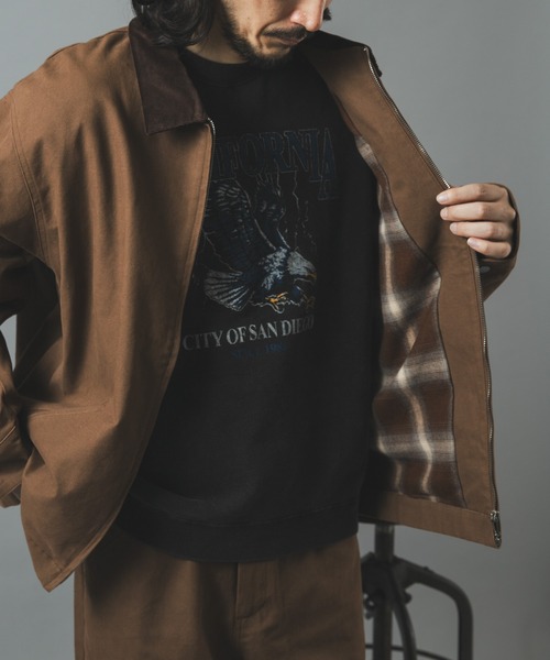 ITEMS URBANRESEARCH(アイテムズ アーバンリサーチ)の「Check Lined Duck Barn JACKET(ブルゾン・メンズ・ブラウン/ブラック/チャコールグレー・MEDIUM/LARGE)」の4枚目の写真
