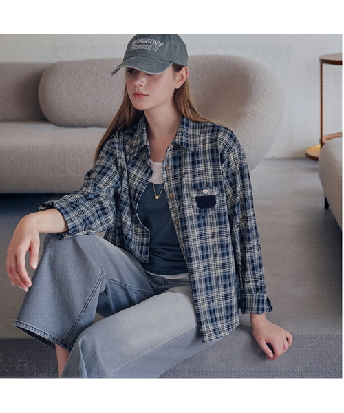 SLOWLOLLI(スローローリ)の「Check pocket shirt_2 Colors(シャツ/ブラウス・レディース・ネイビー/ブラウン/Wine・FREE)」の1枚目の写真