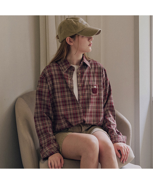 SLOWLOLLI(スローローリ)の「Check pocket shirt_2 Colors(シャツ/ブラウス・レディース・ネイビー/ブラウン/Wine・FREE)」の2枚目の写真