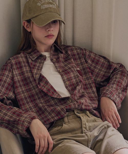 SLOWLOLLI(スローローリ)の「Check pocket shirt_2 Colors(シャツ/ブラウス・レディース・ネイビー/ブラウン/Wine・FREE)」の4枚目の写真