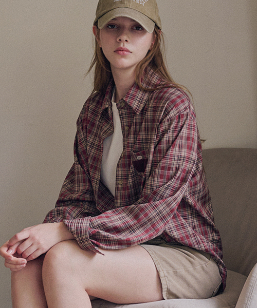 SLOWLOLLI(スローローリ)の「Check pocket shirt_2 Colors(シャツ/ブラウス・レディース・ネイビー/ブラウン/Wine・FREE)」の5枚目の写真