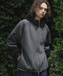mj11910- Boa Sweat Combo Zip Hoodie ジップパーカー(A74426cmb)