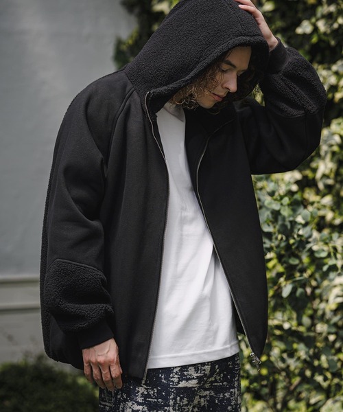 CAMBIO(カンビオ)の「mj11910- Boa Sweat Combo Zip Hoodie ジップパーカー(A74426cmb)(その他アウター・メンズ・チャコールグレー/ブラック・S/L/M)」の3枚目の写真