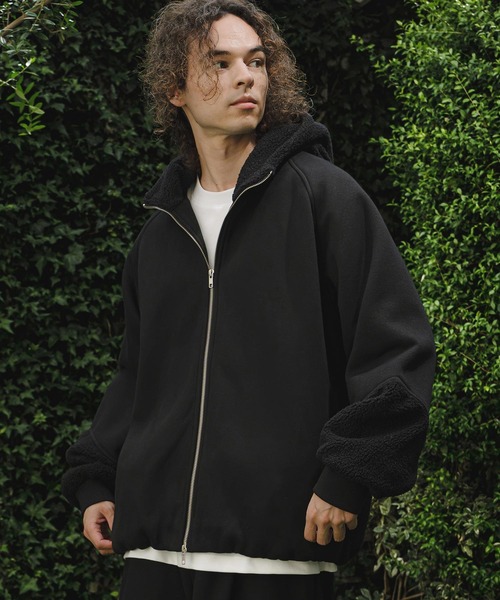 CAMBIO(カンビオ)の「mj11910- Boa Sweat Combo Zip Hoodie ジップパーカー(A74426cmb)(その他アウター・メンズ・チャコールグレー/ブラック・S/L/M)」の4枚目の写真