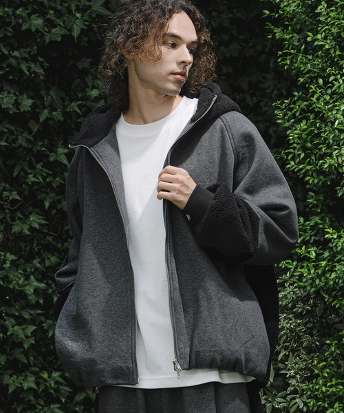 CAMBIO(カンビオ)の「mj11910- Boa Sweat Combo Zip Hoodie ジップパーカー(A74426cmb)(その他アウター・メンズ・チャコールグレー/ブラック・S/L/M)」の10枚目の写真