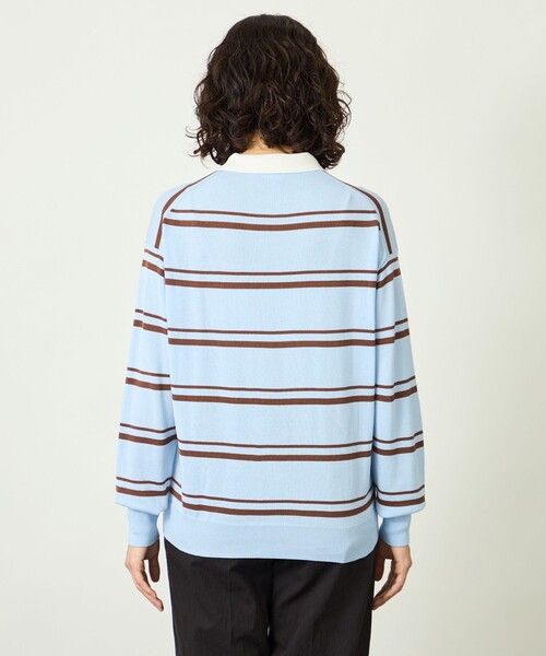 MACKINTOSH PHILOSOPHY(マッキントッシュ フィロソフィー)の「GREY LABEL ファインコットンボーダーポロニット(ポロシャツ・レディース・ブルー/チャコールグレー・2)」の7枚目の写真