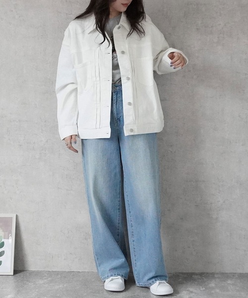 SELECT LEVERY(セレクトリベリー)の「リサイクルデニム ルーズデニムジャケット(デニムジャケット・レディース・オフホワイト/ブルー/ワンウォッシュ・LARGE/MEDIUM)」の20枚目の写真