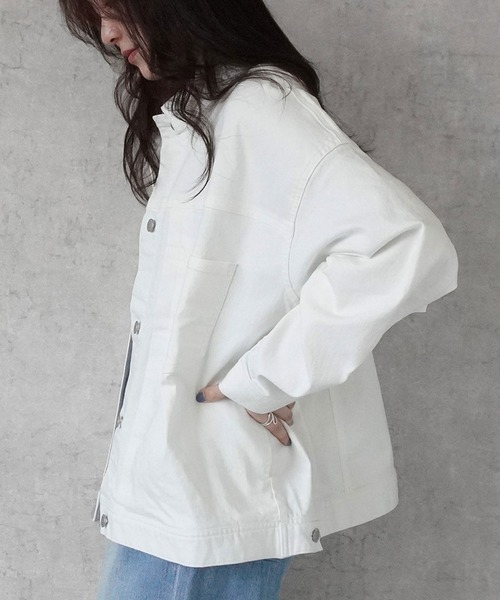 SELECT LEVERY(セレクトリベリー)の「リサイクルデニム ルーズデニムジャケット(デニムジャケット・レディース・オフホワイト/ブルー/ワンウォッシュ・LARGE/MEDIUM)」の21枚目の写真