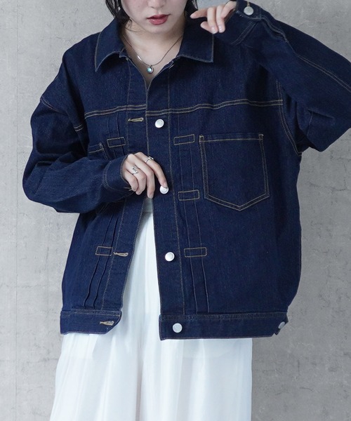 SELECT LEVERY(セレクトリベリー)の「リサイクルデニム ルーズデニムジャケット(デニムジャケット・レディース・オフホワイト/ブルー/ワンウォッシュ・LARGE/MEDIUM)」の16枚目の写真