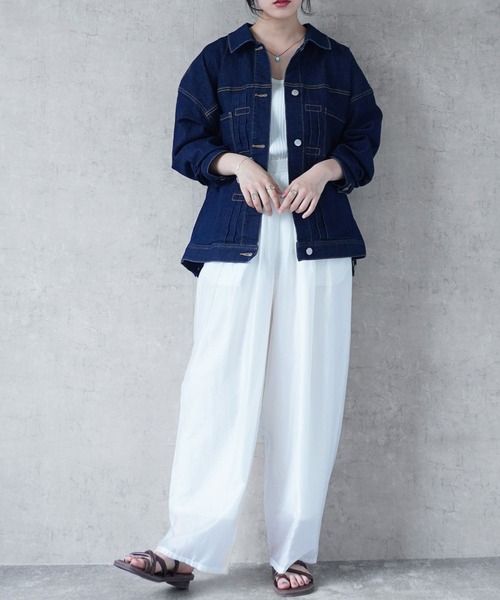 SELECT LEVERY(セレクトリベリー)の「リサイクルデニム ルーズデニムジャケット(デニムジャケット・レディース・オフホワイト/ブルー/ワンウォッシュ・LARGE/MEDIUM)」の17枚目の写真