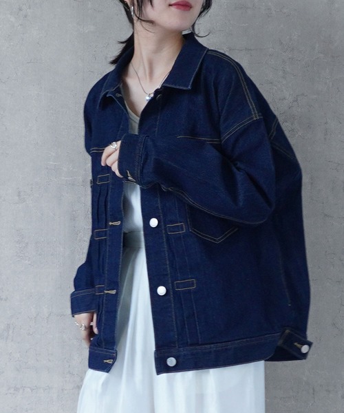SELECT LEVERY(セレクトリベリー)の「リサイクルデニム ルーズデニムジャケット(デニムジャケット・レディース・オフホワイト/ブルー/ワンウォッシュ・LARGE/MEDIUM)」の18枚目の写真