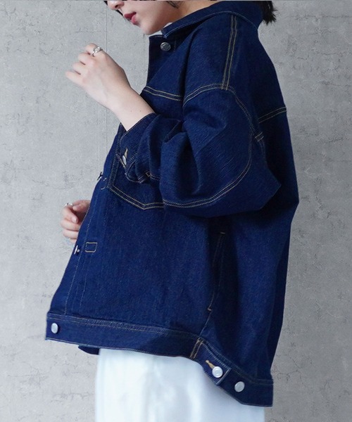 SELECT LEVERY(セレクトリベリー)の「リサイクルデニム ルーズデニムジャケット(デニムジャケット・レディース・オフホワイト/ブルー/ワンウォッシュ・LARGE/MEDIUM)」の19枚目の写真