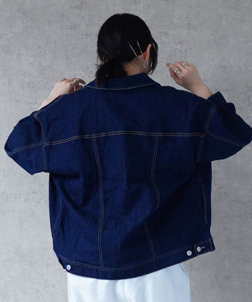 SELECT LEVERY(セレクトリベリー)の「リサイクルデニム ルーズデニムジャケット(デニムジャケット・レディース・オフホワイト/ブルー/ワンウォッシュ・LARGE/MEDIUM)」の13枚目の写真