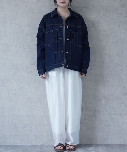 SELECT LEVERY(セレクトリベリー)の「リサイクルデニム ルーズデニムジャケット(デニムジャケット・レディース・オフホワイト/ブルー/ワンウォッシュ・LARGE/MEDIUM)」の9枚目の写真