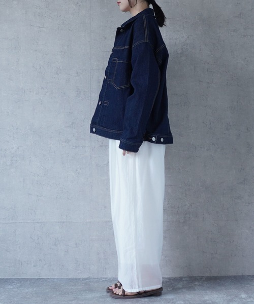 SELECT LEVERY(セレクトリベリー)の「リサイクルデニム ルーズデニムジャケット(デニムジャケット・レディース・オフホワイト/ブルー/ワンウォッシュ・LARGE/MEDIUM)」の10枚目の写真