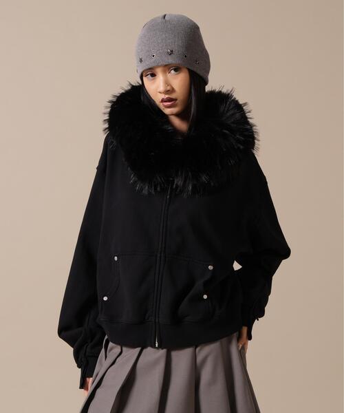 DANKE SCHON(ダンケシェーン)の「DankeSchon/ダンケシェーン/WOMEN FUR SWEAT HOODIE(パーカー・レディース・グレー/ブラック・F)」の3枚目の写真
