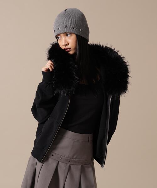 DANKE SCHON(ダンケシェーン)の「DankeSchon/ダンケシェーン/WOMEN FUR SWEAT HOODIE(パーカー・レディース・グレー/ブラック・F)」の4枚目の写真