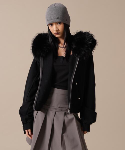 DANKE SCHON(ダンケシェーン)の「DankeSchon/ダンケシェーン/WOMEN FUR SWEAT HOODIE(パーカー・レディース・グレー/ブラック・F)」の5枚目の写真