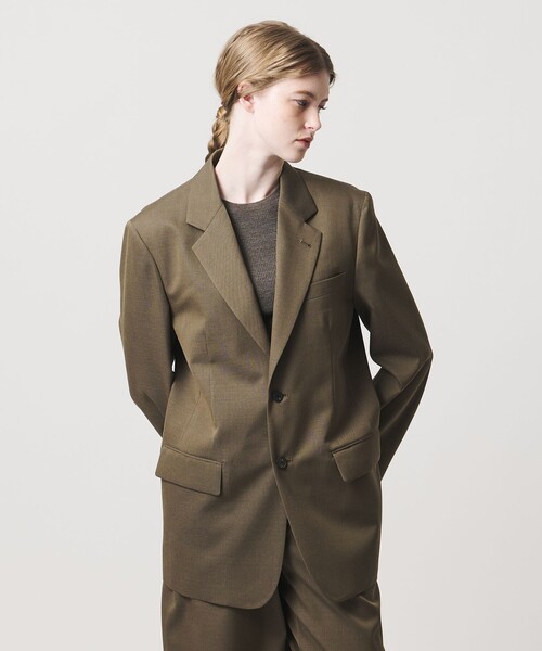LOEFF(ロエフ)の「<LOEFF>ウールギャバジン 2ボタン ジャケット(テーラードジャケット・レディース・ダークグレー/モカ・1/0)」の13枚目の写真
