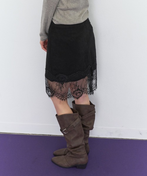 Rohwel(ローウェル)の「Suede Lace Skirt / スエードレーススカート(スカート・レディース・ブラウン/ブラック・FREE)」の7枚目の写真