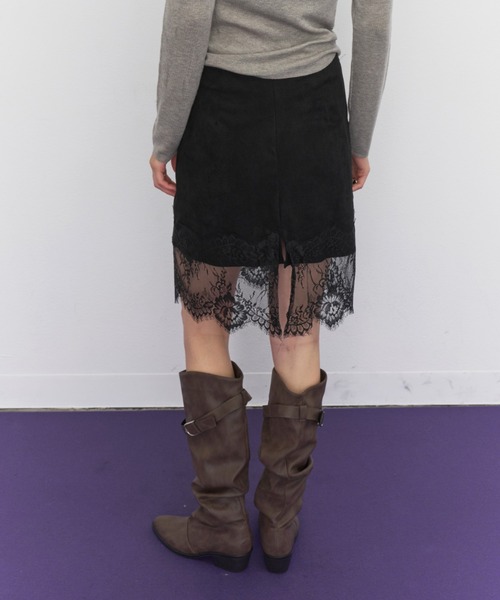 Rohwel(ローウェル)の「Suede Lace Skirt / スエードレーススカート(スカート・レディース・ブラウン/ブラック・FREE)」の8枚目の写真