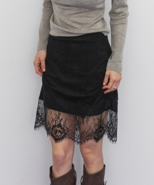 Rohwel(ローウェル)の「Suede Lace Skirt / スエードレーススカート(スカート・レディース・ブラウン/ブラック・FREE)」の10枚目の写真