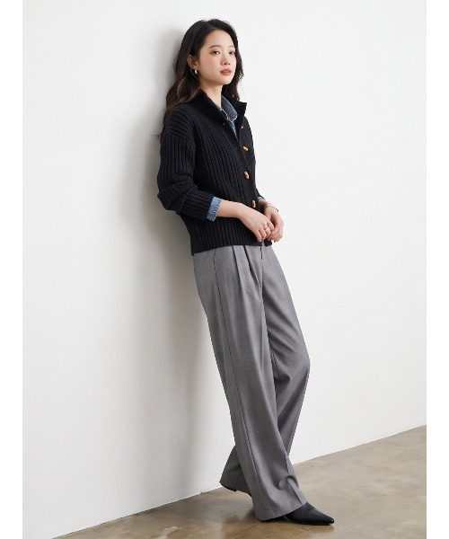 Sew loop(ソーループ)の「トグルボタンハイネックリブニットカーディガン(カーディガン/ボレロ・レディース・グレー/ブラック/キャメル・FREE)」の9枚目の写真