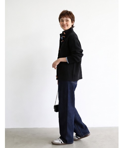 Sew loop(ソーループ)の「トグルボタンハイネックリブニットカーディガン(カーディガン/ボレロ・レディース・グレー/ブラック/キャメル・FREE)」の5枚目の写真