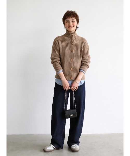 Sew loop(ソーループ)の「トグルボタンハイネックリブニットカーディガン(カーディガン/ボレロ・レディース・グレー/ブラック/キャメル・FREE)」の15枚目の写真