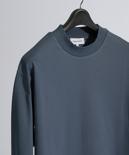 ABAHOUSE(アバハウス)の「【快適速乾】ALL SEASON COTTON モックネック長袖Tシャツ(Tシャツ/カットソー・メンズ・ホワイト/ブラック/グレイッシュベージュ/グレイッシュブルー・44/46/48)」の4枚目の写真