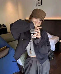 ドローコードスタンドカラーブルゾン