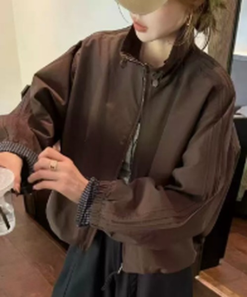 Ritzy(リッツィー)の「ドローコードスタンドカラーブルゾン(ブルゾン・レディース・アイボリー/ネイビー/モカ/ベージュ・M/L)」の2枚目の写真
