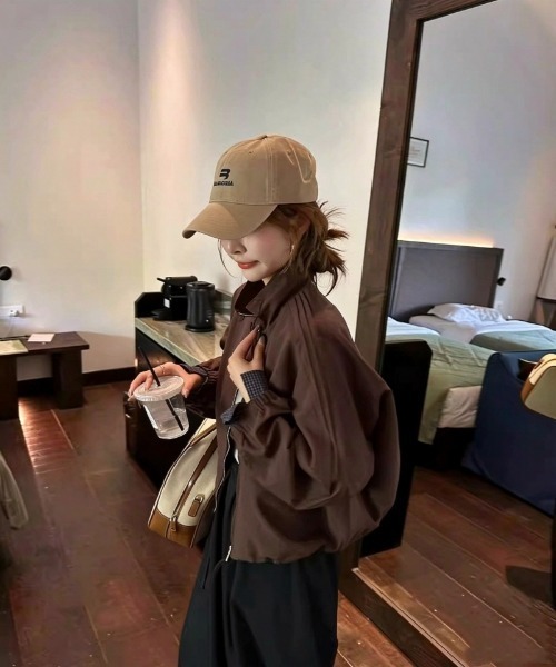 Ritzy(リッツィー)の「ドローコードスタンドカラーブルゾン(ブルゾン・レディース・アイボリー/ネイビー/モカ/ベージュ・M/L)」の6枚目の写真