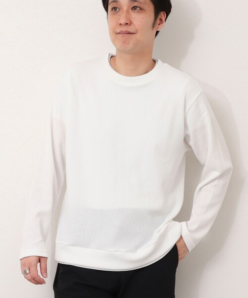 NOLLEY'S LIGHT(ノーリーズライト)の「TCワッフルフェイクレイヤードロンT(Tシャツ/カットソー・メンズ・チャコールグレー/ネイビー/グレイッシュベージュ/ホワイト・L/M)」の2枚目の写真