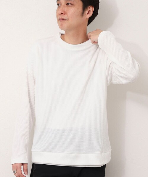 NOLLEY'S LIGHT(ノーリーズライト)の「TCワッフルフェイクレイヤードロンT(Tシャツ/カットソー・メンズ・チャコールグレー/ネイビー/グレイッシュベージュ/ホワイト・L/M)」の9枚目の写真
