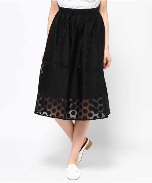 POU DOU DOU（プードゥドゥ）の「オーガンジーオパールドットロングスカート（スカート・レディース・ブラック/オフホワイト/ブルー・3）」の3枚目の写真