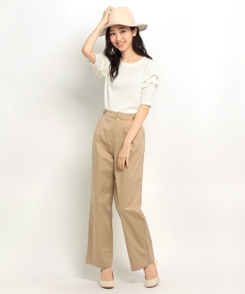 grove（グローブ）の「ツイルワイドチノパンツ（その他パンツ・レディース・ベージュ/ブルー・02/03）」の9枚目の写真