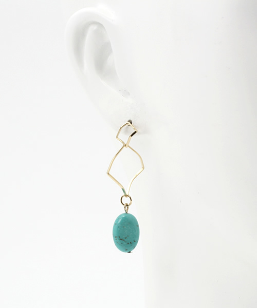 ROPE' PICNIC（ロペピクニック）の「変型ダイヤ／ストーンピアス（ピアス（両耳用）・レディース・ターコイズブルー/サンドベージュ・FREE）」の6枚目の写真