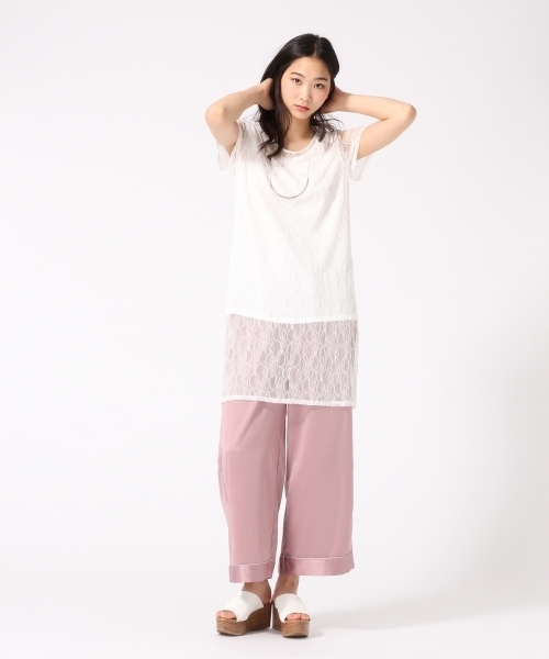 HARE(ハレ)の「レースロングプルオーバー(HARE)(Tシャツ/カットソー・レディース・ブラック/オフホワイト・FREE)」の4枚目の写真