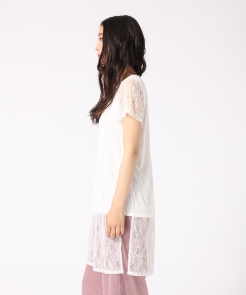 HARE(ハレ)の「レースロングプルオーバー(HARE)(Tシャツ/カットソー・レディース・ブラック/オフホワイト・FREE)」の5枚目の写真