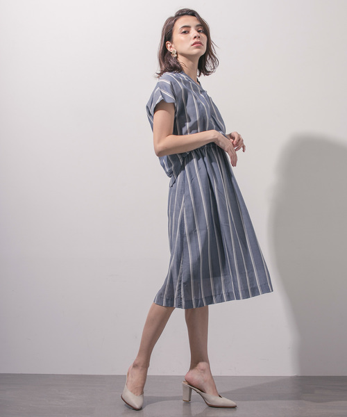 STUDIOUS（ステュディオス）の「【STUDIOUS】 スキッパーエアリーワンピース（ワンピース・レディース・キャメル/ネイビー/カーキ/ブルー/サックスブルー/チェック/バーガンディー/マルチ/ブラウン・FREE）」の20枚目の写真