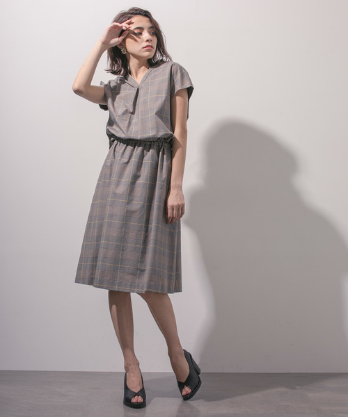 STUDIOUS（ステュディオス）の「【STUDIOUS】 スキッパーエアリーワンピース（ワンピース・レディース・キャメル/ネイビー/カーキ/ブルー/サックスブルー/チェック/バーガンディー/マルチ/ブラウン・FREE）」の21枚目の写真