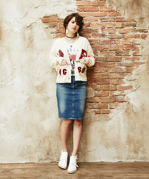 HYSTERIC GLAMOUR（ヒステリックグラマー）の「EVIL ANGELワッペン レタードCD（カーディガン/ボレロ・レディース・ホワイト/トップグレー/ブラック・FREE）」の15枚目の写真