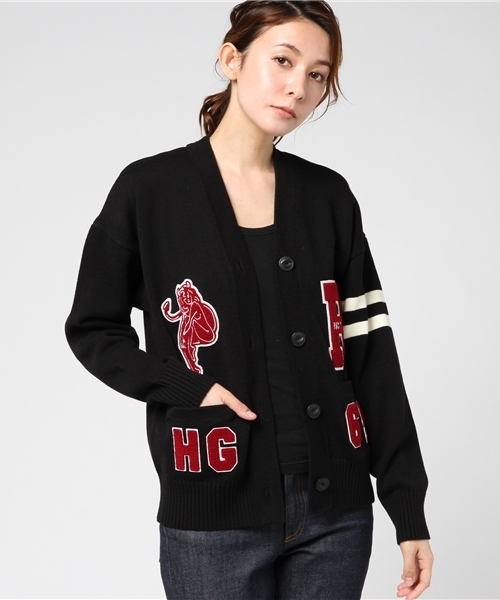 HYSTERIC GLAMOUR（ヒステリックグラマー）の「EVIL ANGELワッペン レタードCD（カーディガン/ボレロ・レディース・ホワイト/トップグレー/ブラック・FREE）」の18枚目の写真